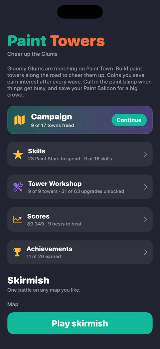 The main menu